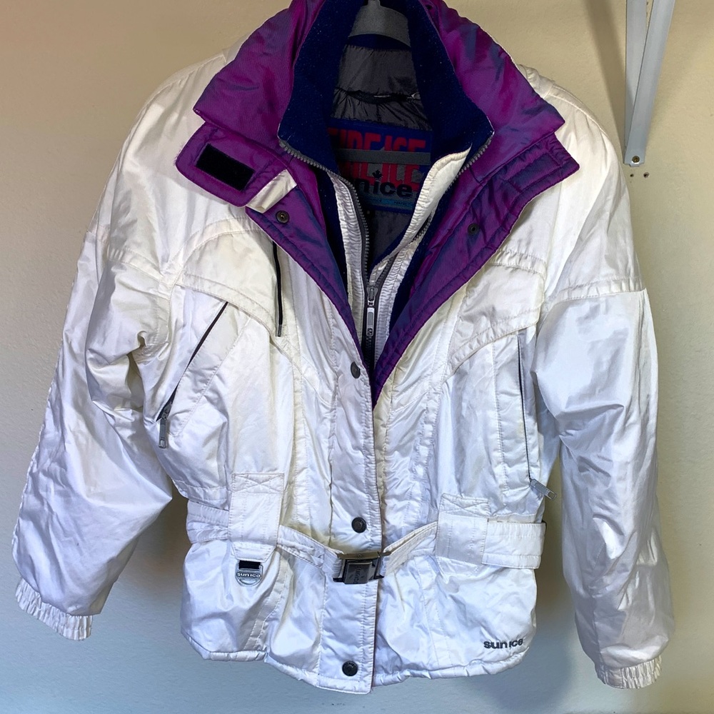 *RARE SUN ICE* White Snow Jacket Skiing Snowboarding Winter Sports Jacket Sz 8